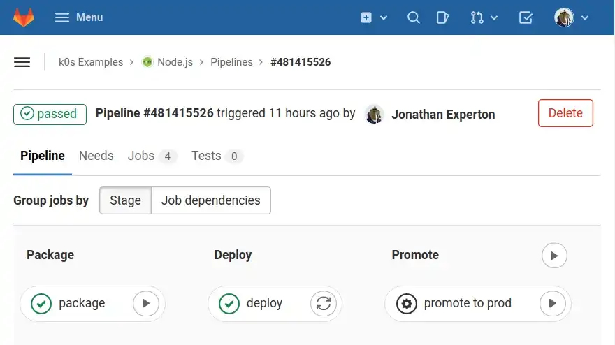 gitlab pipeline interface